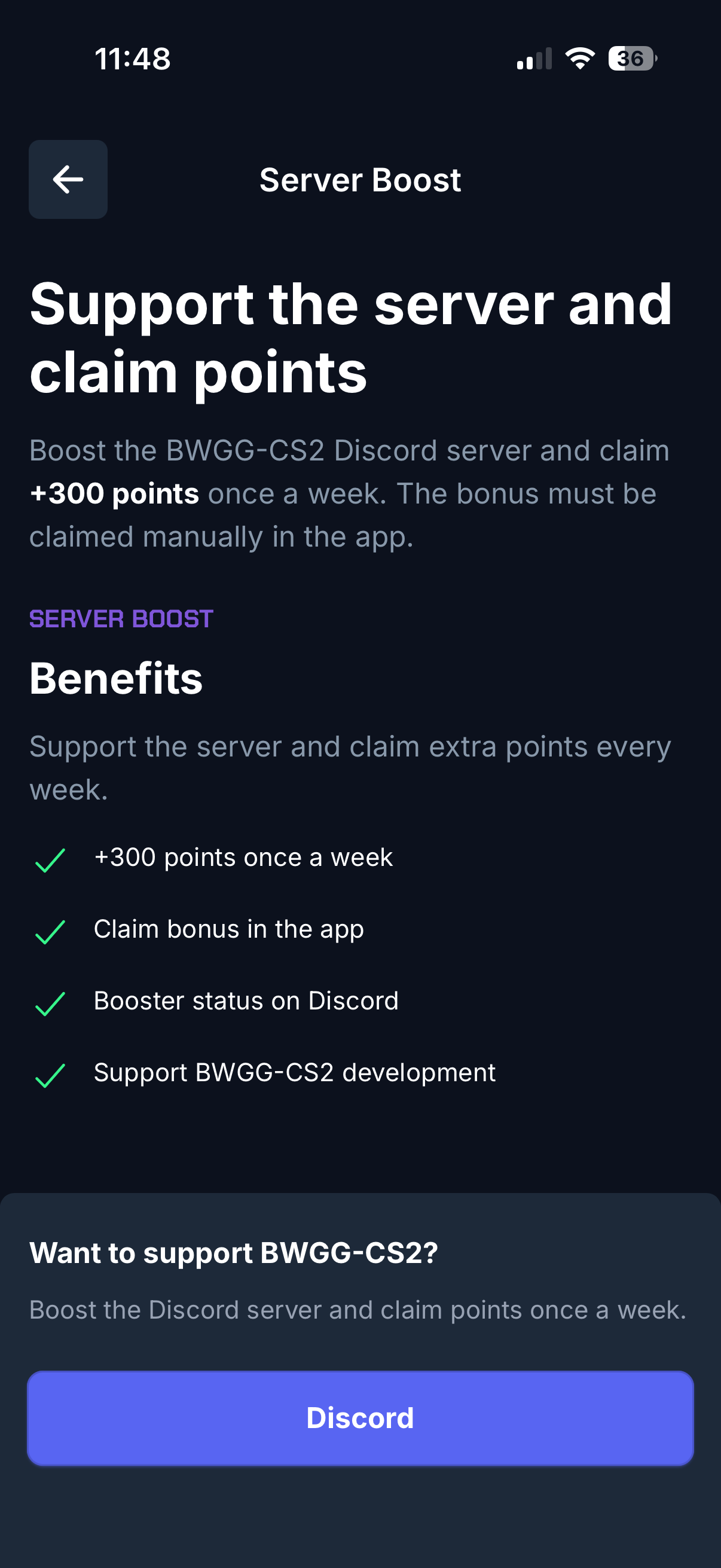 Boost our Discord server